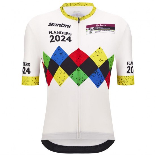 Bekleidung Herren Santini UCI Gravel Weltmeisterschaft trikot Flandern 2024-Weiss