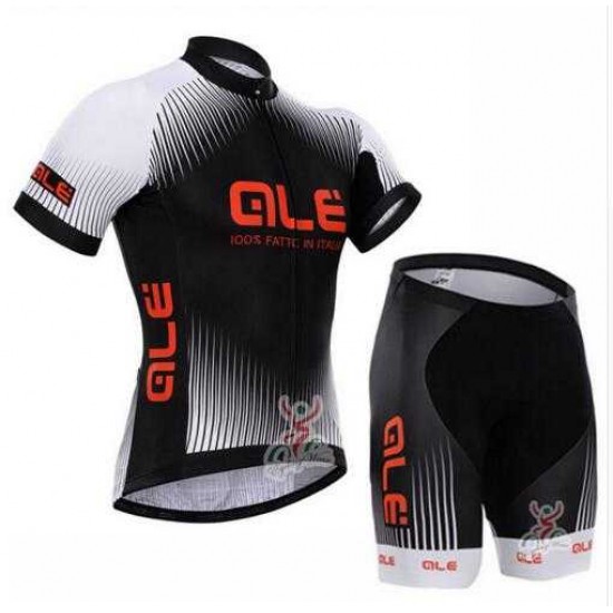 2015 ALE FFahrradbekleidung Radteamtrikot Kurzarm+Kurz Radhose Schwarz weiß H5XON