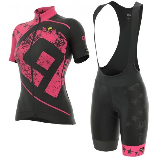 ALE PRR STARS Damen PINK Radbekleidung Radtrikot Kurzarm+Kurz Trägerhose S9T3N