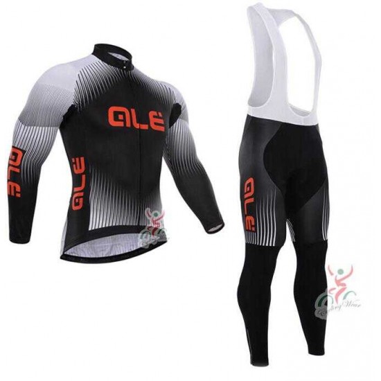 2015 ALE Fahrradbekleidung Radtrikot Langarm+Lang Trägerhose Schwarz HZ3J5