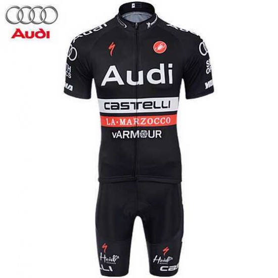 2015 AUDI Radbekleidung Fahrradtrikot Kurzarm und Fahrradhosen Kurz Schwarz Y9SK4