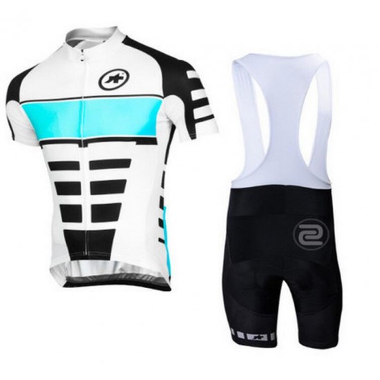 2016 ASSOS Fahrradbekleidung Radteamtrikot Kurzarm+Kurz Radhose Kaufen blau weiß Schwarz LHI8V