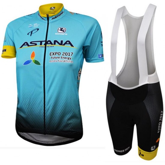 Astana Vero Pro 2017 Damen Radbekleidung Radtrikot Kurzarm+Kurz Trägerhose NDAOD