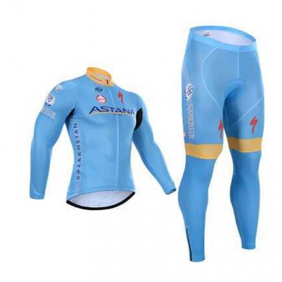 2015 Astana Fahrradbekleidung Radtrikot Satz Langarm und Lange Trägerhose IFIWU