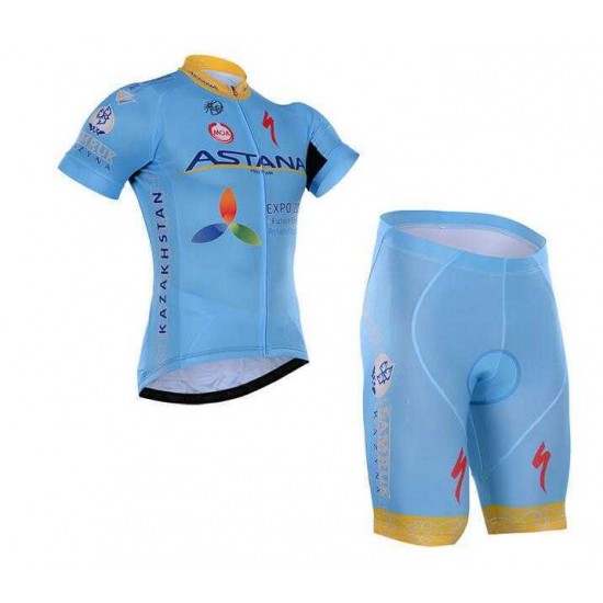 2016 ASTANA Fahrradbekleidung Radteamtrikot Kurzarm+Kurz Radhose blau KYQQ4