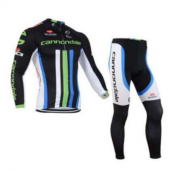 2014 Cannondale Fahrradbekleidung Radtrikot Satz Langarm und Lange Radhose weiß grün blau 8BL7A