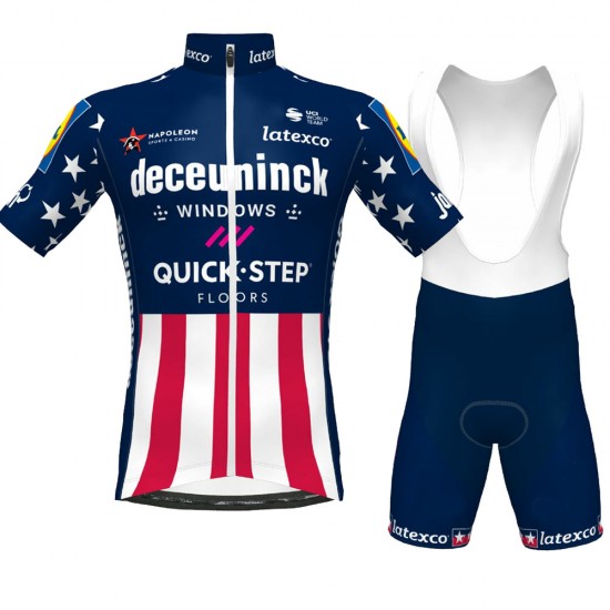 CHAMPION USA Pro Team 2021 Fahrradbekleidung Radteamtrikot Kurzarm+Kurz Radhose FJHRLO