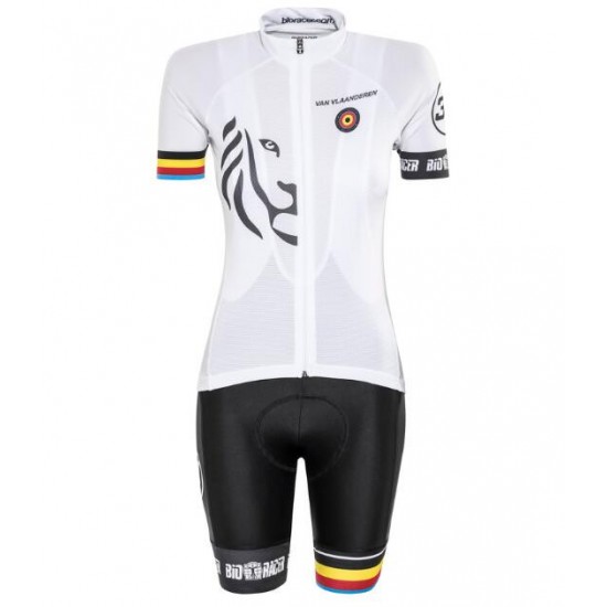 Bioracer Van Vlaanderen Damen weiß Schwarz 2018 Fahrradbekleidung Radtrikot Satz Kurzarm+Kurz Trägerhose GHXBW