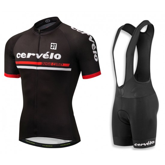 2018 Cervelo 3T Schwarz Fahrradbekleidung Radtrikot Satz Kurzarm+Kurz Trägerhose RYE8P