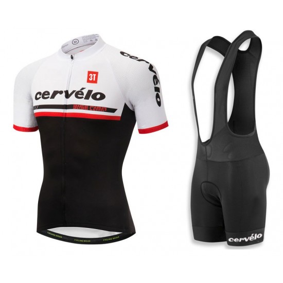2018 Cervelo 3T weiß Fahrradbekleidung Radtrikot Satz Kurzarm+Kurz Trägerhose 2HVZW