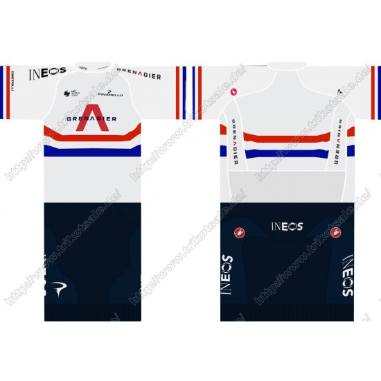Team INEOS Grenadier 2021 UCI World Champion Fahrradbekleidung Satz Fahrradtrikot Kurzarm Trikot Und Kurz Radhose VEQYY