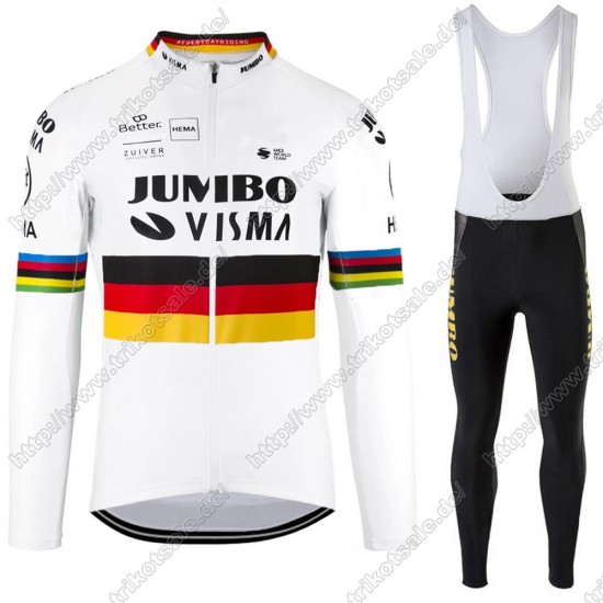 Jumbo Visma 2021 Germany Fahrradbekleidung Radtrikot Langarm+Lang Trägerhose BISMC