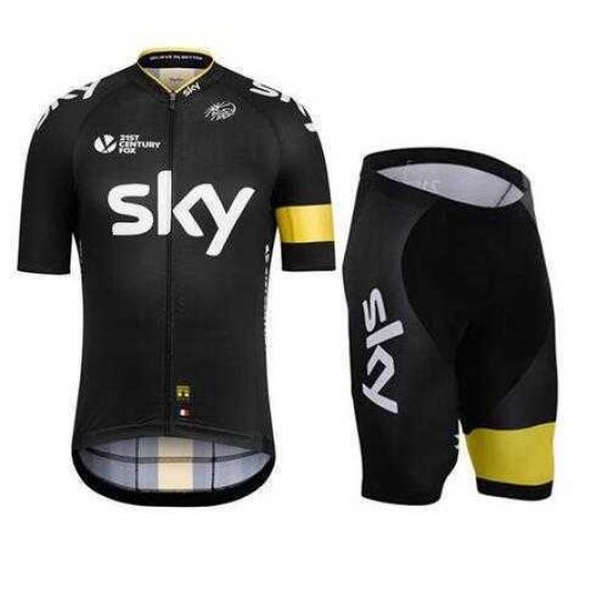 2016 SKY gelb Fahrradbekleidung Radtrikot Kurzarm+Kurz Radhose CC1AE