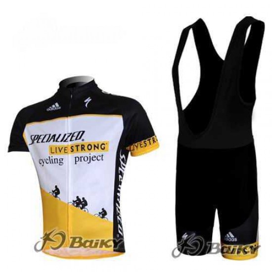 Specialized Livestrong Fahrradbekleidung Radteamtrikot Kurzarm+Kurz Radhose Kaufen weiß gelb L93I8