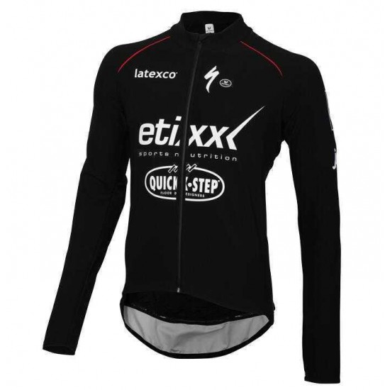 2016 Etixx-Quick Step Fahrradbekleidung Radtrikot Langarm vliezen Schwarz weiß H8XMZ