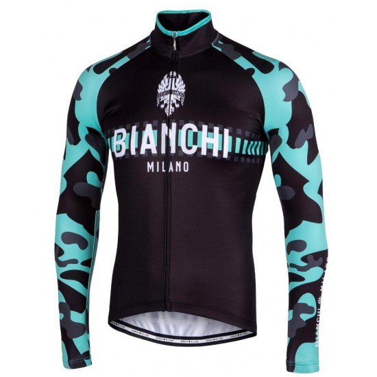 BIANCHI MILANO Brennero Schwarz/celeste Fahrradbekleidung Radtrikot Langarm DXGPN