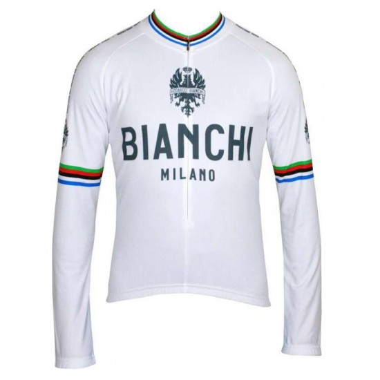 BIANCHI MILANO LEGGENDA Campione del Mondo weiß Fahrradbekleidung Radtrikot Langarm 6JPFH