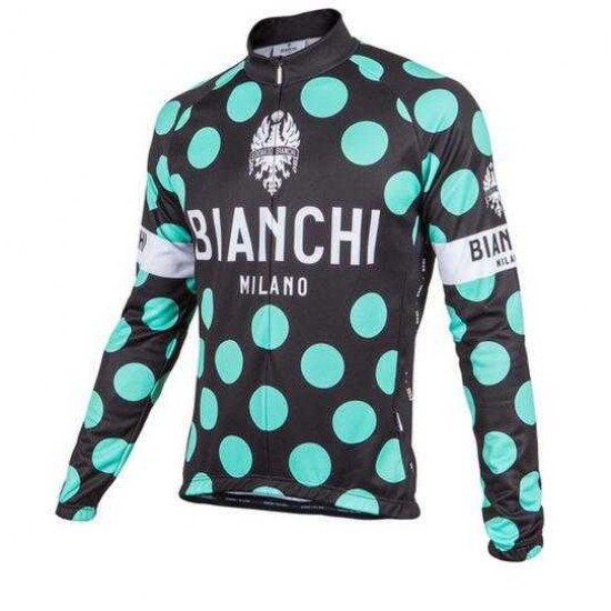 2016 BIANCHI-MILANO POLKA DOT Fahrradbekleidung Radtrikot Langarmen QK0Q0