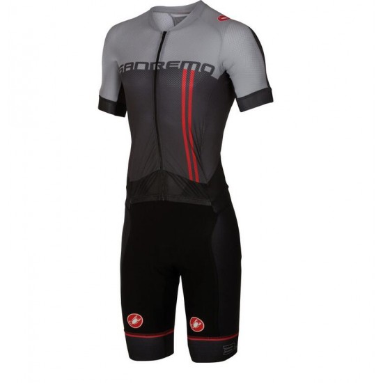 2016 Castelli Sanremo 3.2 Radteam Fahrradtrikot grijs Schwarz ZDNCB
